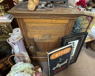Cool old ice box 
Do a Pinterest search and see how people are repurposing these for Home bars