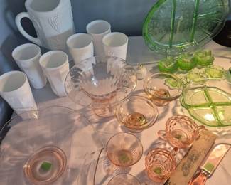 where we have milk glass, pink depression glass...