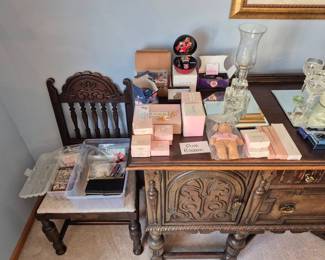 Breast cancer awareness pink ribbon items.
