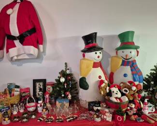 We have made it to the basement with Christmas blow molds and a Santa suit.