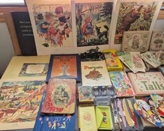 The first bedroom you come to has all of this fabulous ephemera.