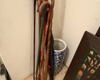 Wood canes and walking sticks
