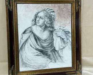 Large Framed Gallucci Charcoal Artwork