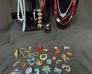 Costume Jewelry in Tones of Red Blue