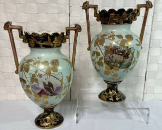 Pair of Green Asian Vases