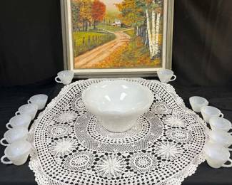 Homecoming with Framed Scene and Milk Glass Bowl