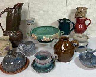 Pottery Pitchers, Roseville And More