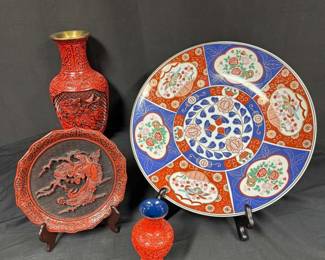 Cinnabar And Asian Painted Plate