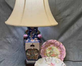 Chinese Porcelain Lamp And Two Pretty Bowls