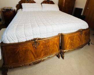 Burl tiger wood bedroom set