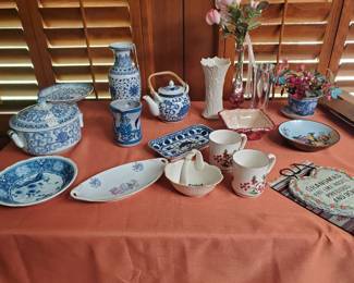 Blue and white dishware