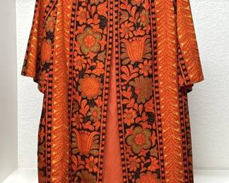 Mid Century Modern Long Orange Blazer, 3/4 Sleeves