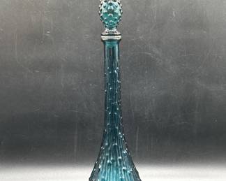 Mid Century Modern Empoli Teal Glass Decanter