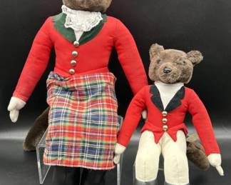 2-Collectable Plush Bears in English Riding Dress
