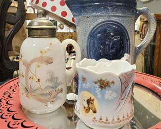 Vintage shave mug, jars