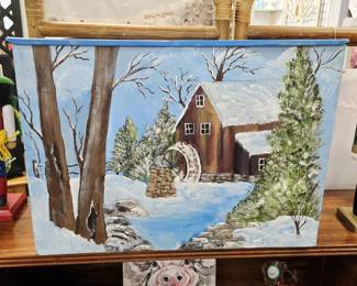 Painted bread box. Christmas