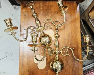 Brass candle sconces