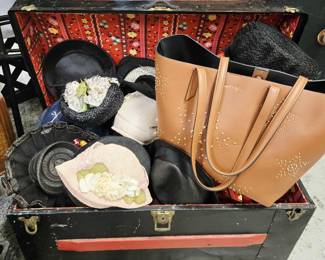 Vintage hats, vintage trunk, Kendall & Kylie tote