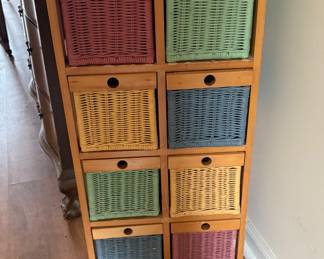 8 Colorful Wicker Basket Mobile Cart