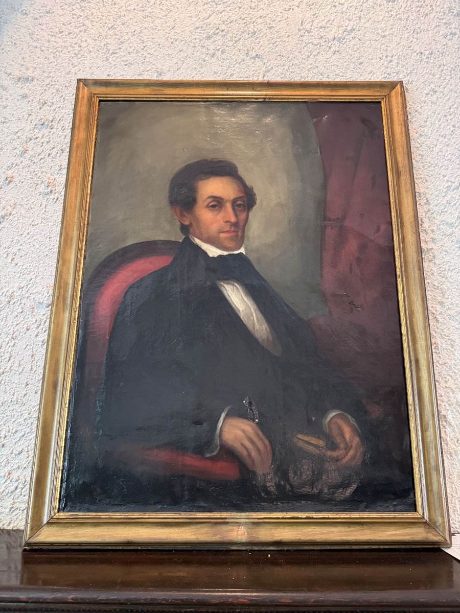 Circa 1850 signed oil painting of gentleman