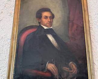 Circa 1850 signed oil painting of gentleman