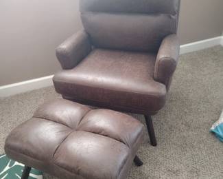 Brown chair and ottoman