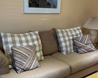 Modern Upholstered Sofa with Decorative Pillows 