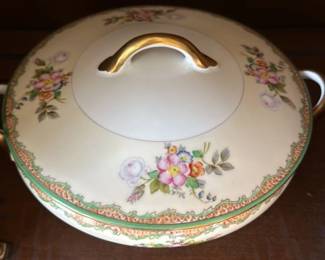 Vintage Covered Casserole Dish with Floral Motif 