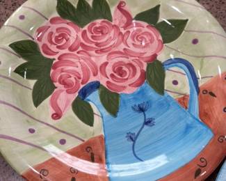 Hand-Painted Ceramic Decorative Plate with Roses 