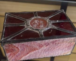 Antique Stained Glass Jewelry Box 