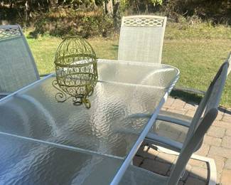 Patio Dining Set with Glass Table and Six Chairs 