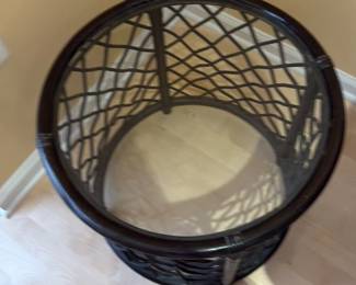 Rattan and Glass round side table 