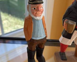 Set of Three Hand Carved Wooden Nautical figures