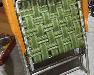 Vintage Aluminum Webbed Lawn Chair 