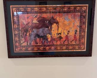 African Wildlife and People Art Print