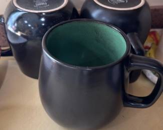 Black Matte Ceramic Mug with Green Interior 