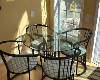 Glass Top Dining Table and Chairs Set 