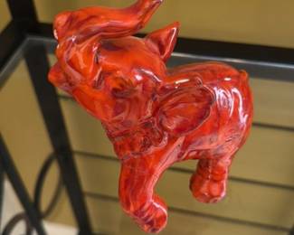 Red Ceramic Elephant Figurine 