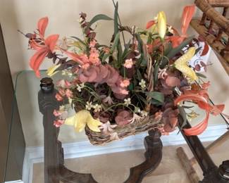 Artificial Floral Arrangement in Wicker Basket 