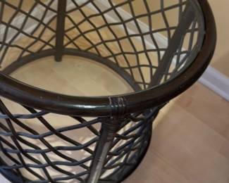 Rattan and Glass round side table 