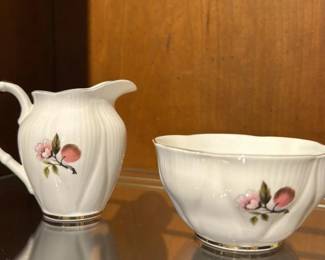 Royal Imperial China "Peach Blossom" Creamer and Sugar Bowl Set 