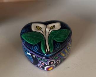 Heart-shaped Talavera Pottery Trinket Box 