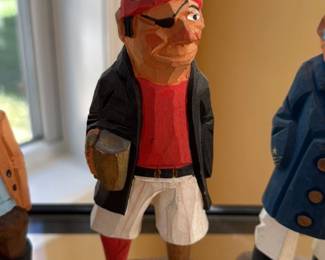 Set of Three Hand Carved Wooden Nautical figures