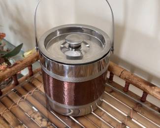 Vintage Hammered Copper and Stainless Steel Ice Bucket 
