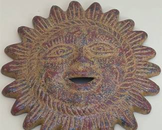 Handmade Clay Sun Face Wall Decor