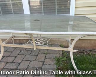 Outdoor Patio Dining Table with Glass Top