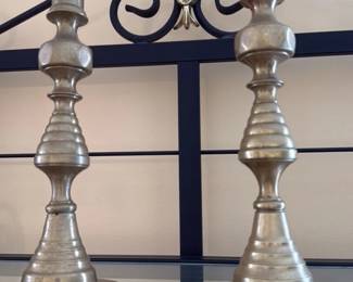 Pair of Brass Candlesticks with Maker's Mark and Date 