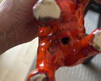 Red Ceramic Elephant Figurine 