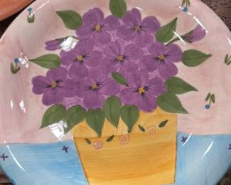 Hand-Painted Ceramic Plate with Floral Motif 