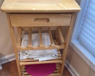 Wooden Kitchen Cart with Drawer and Wine Rack 